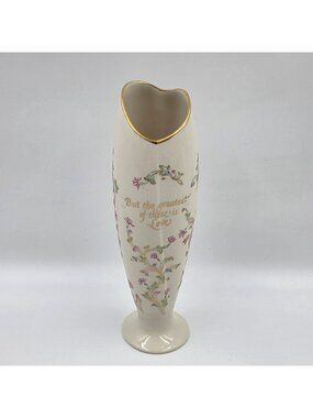 Lenox Love is Collection Bud Vase Pink and Blue Flowers on Cream